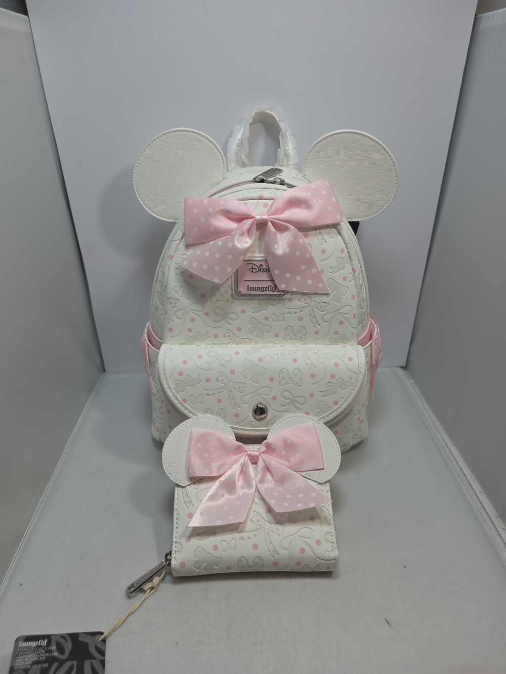 Loungefly Disney Minnie Mouse Bows & Ribbons Mini Backpack & Wallet NWT